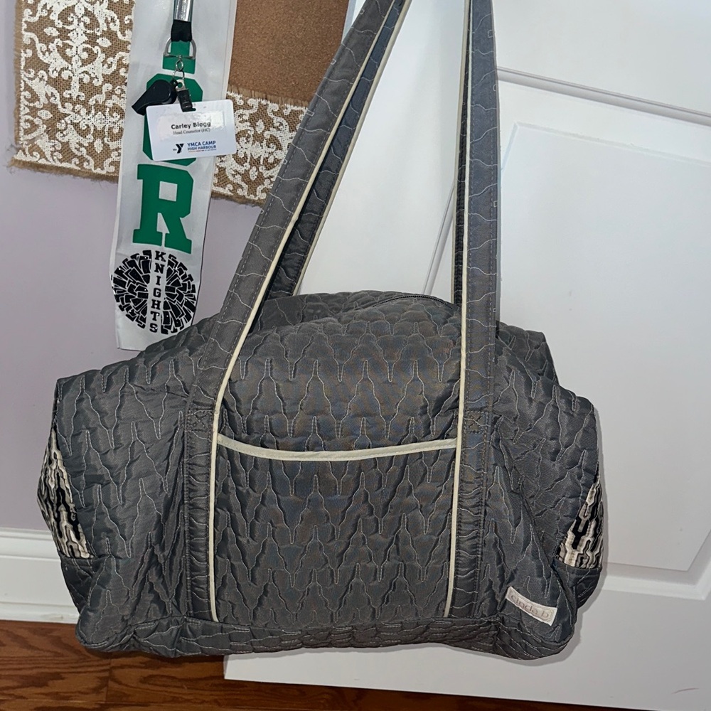 Elegant Gray Quilted Baby Bag